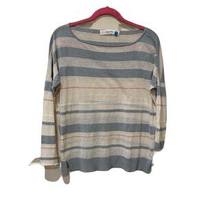 Anthropology Sparrow cream striped sweater, small